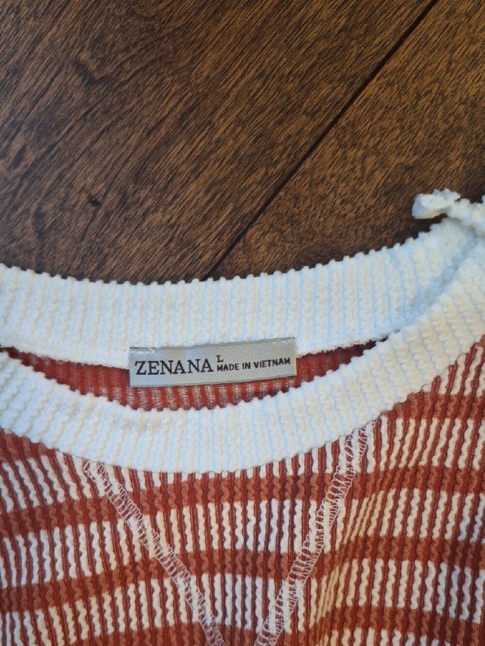 Zenana Outfitters Rust and White Striped Wide-Leg Lounge Pants - Picture 3 of 4